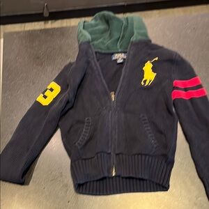 Polo by Ralph Lauren Kids Navy Hoodie with Green Hood